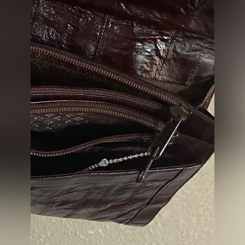 #4- Royal Hook Chestnut Brown Patchwork Eel Leath… - image 3